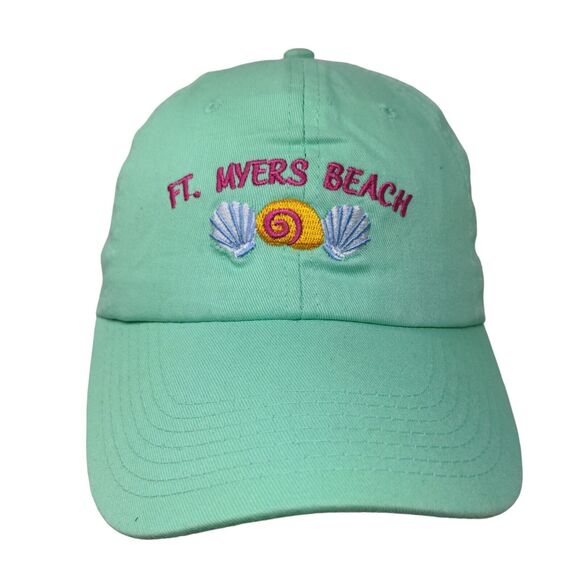 BJR Classic Men's Strapback Hat Blue Green Adjustable Ft. Meyers Beach Logo - Picture 1 of 7